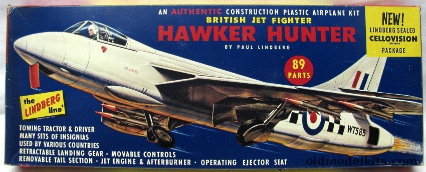 Lindberg 1/48 Hawker Hunter British Jet Fighter with Tow Tractor-RAF/Switzerland/Peru Air Forces - Cellovision Issue, 536-98 plastic model kit